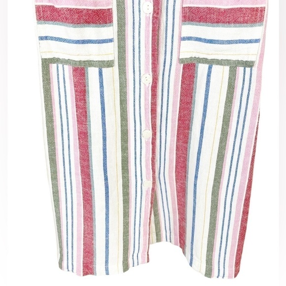 Old Navy V-Neck Sleeveless Striped Linen Blend Button Front Dress XS - Picture 4 of 9